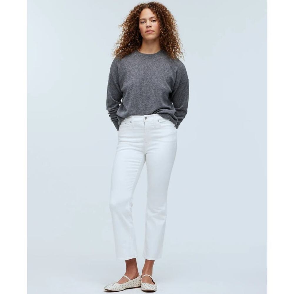 NWT‎ Madewell Mid-Rise Kick Out Crop Jeans in Pure White Size 24